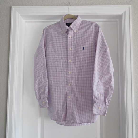 Ralph Lauren Blue Label Purple and Pink Checkered Dress Shirt 14 1/2 Neck 32/33 - Picture 1 of 16